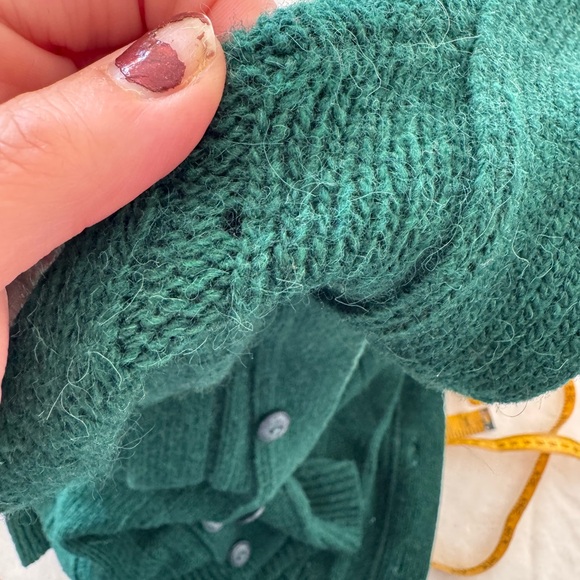 Vintage 90s green Scottish isle wool blend long sleeve cardigan sweater size L - Picture 5 of 5